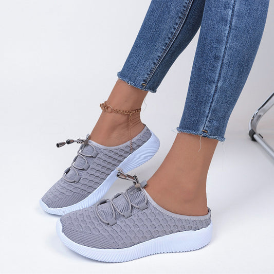 Europæiske og amerikanske plus size vævede pumps med lav hæl til kvinder
