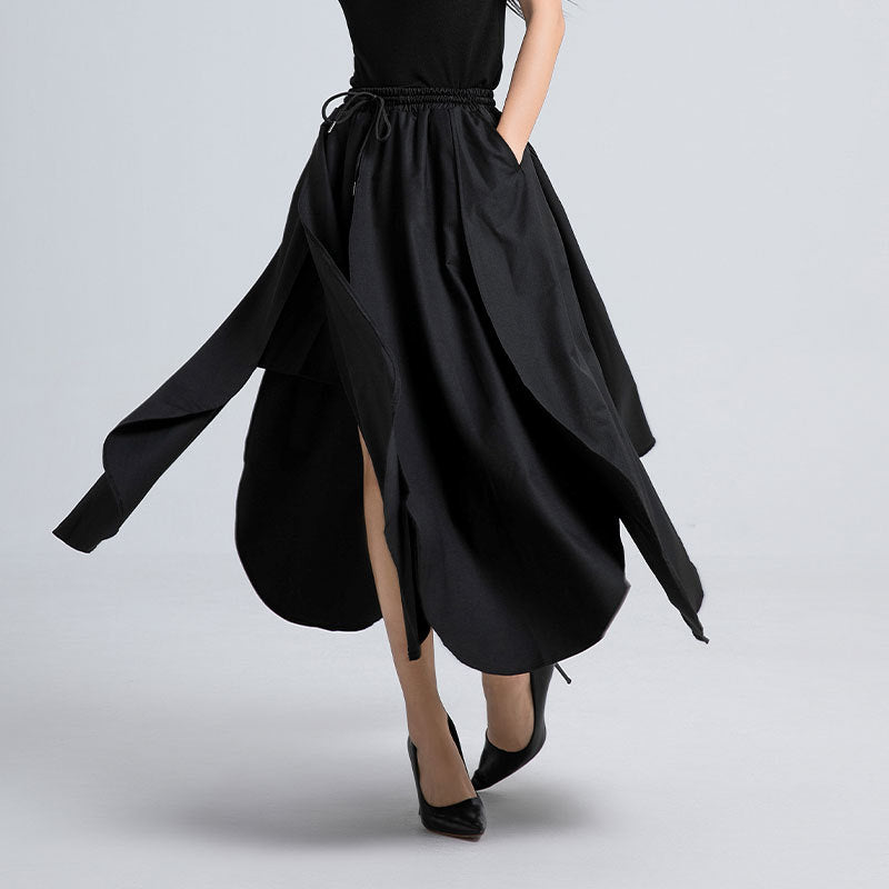 Personality Stitching Temperament Irregular Fluffy High Waist Type A Bud Skirt