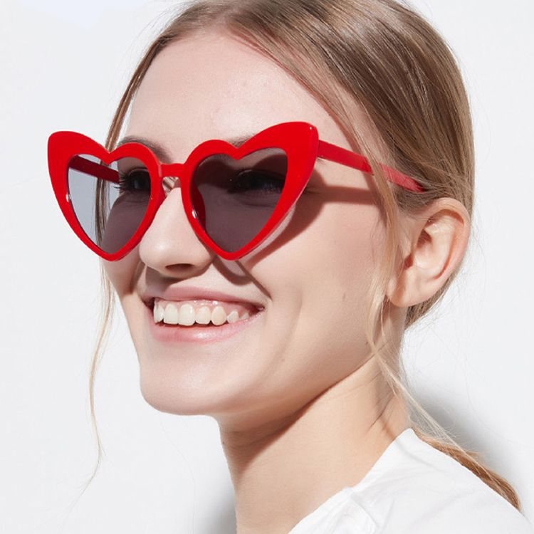 Nye Trendy Mode Fersken Hjerte Store Ramme Personligheds Solbriller