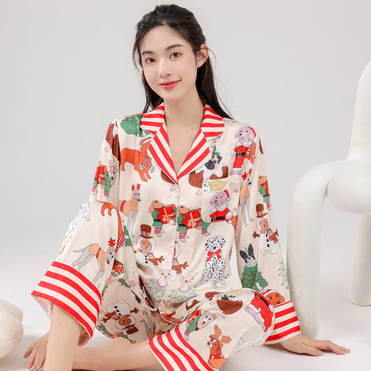New Autumn Pajamas Women's Ice Silk Puppy Homewear