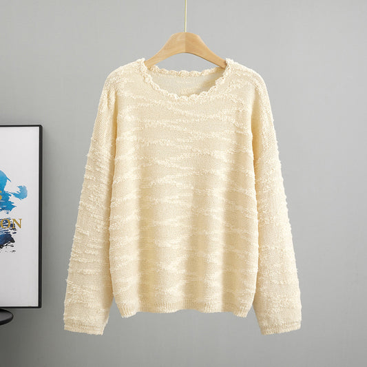 Temperament Crew Neck Løs Oversized Strik Kvindelige Modetoppe