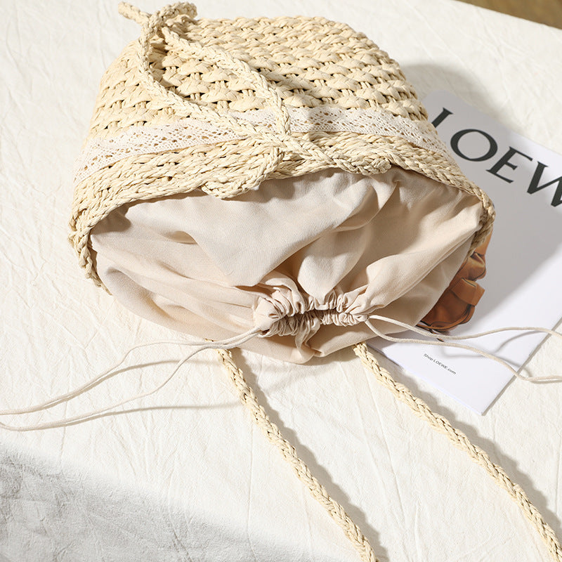 Lace Bowknot Woven Bag Shoulder Handheld
