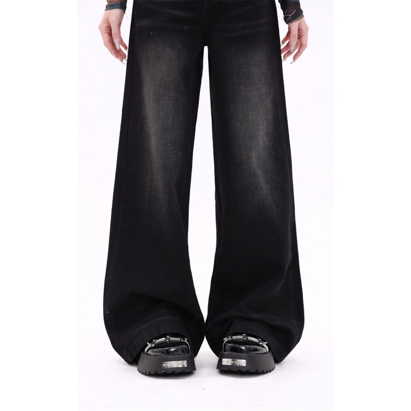 Retro Washed Straight Jeans til damer