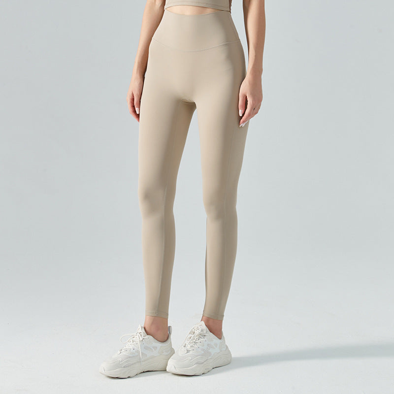 Nude Feel High Waist Belly Contracting Yoga Pants Double-sided Brushed Fitness