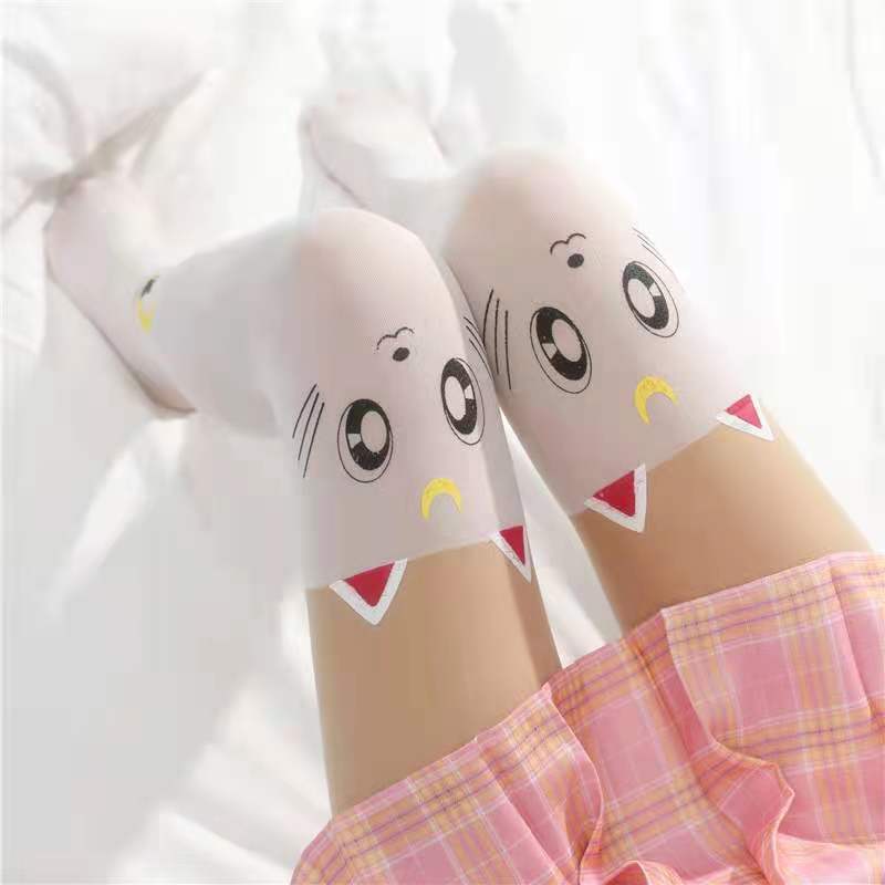 Japanese Fake High Tube Stitching Rompers Beautiful Girl Anime Cat Socks