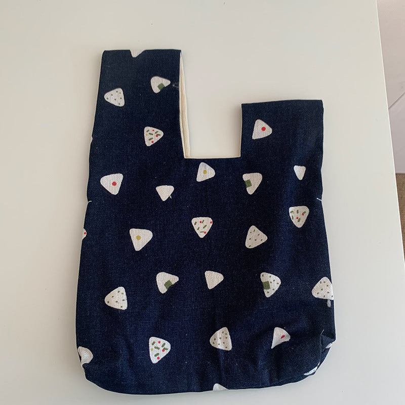 Japanese Style Multi-color Printed Linen Wrist Bag
