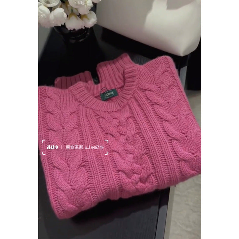 Thickened Loose Lazy Wear Slim Solid Color Knitted Sweater