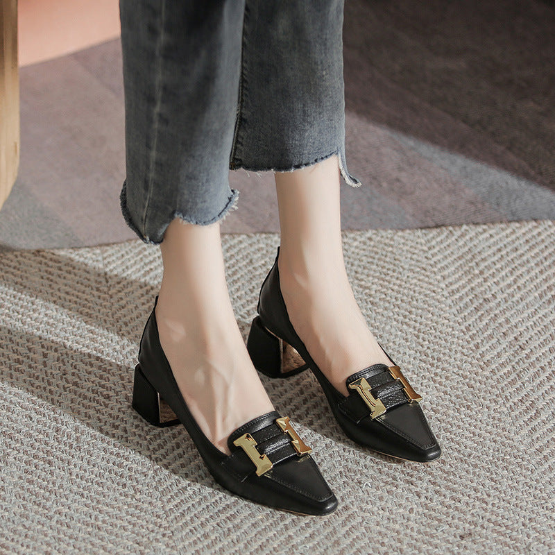 Chunky Heel High-heel Commuter Shallow Shoes