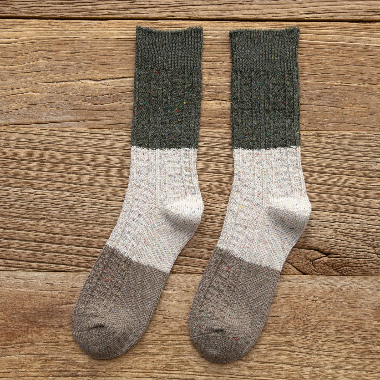 Tube Socks Retro Mori Style Color Matching Thick Thread Wool