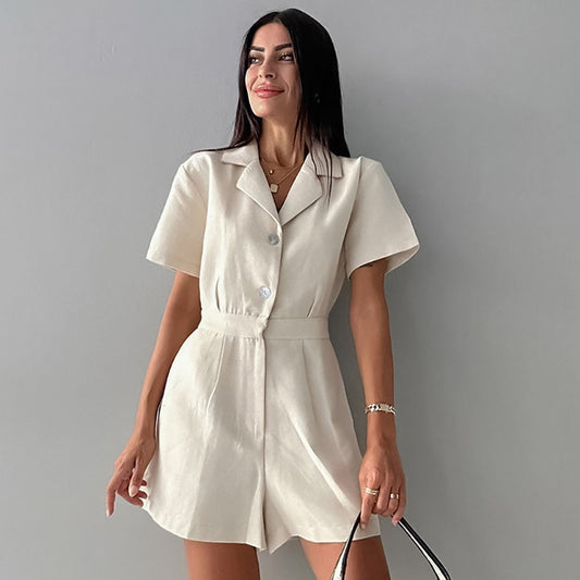 Design Casual All-match Solid Color Jumpsuit