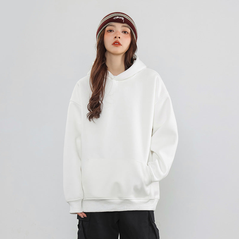 New Couple Simple Pullover Women's Clothing Solid Color All-match Hoodie