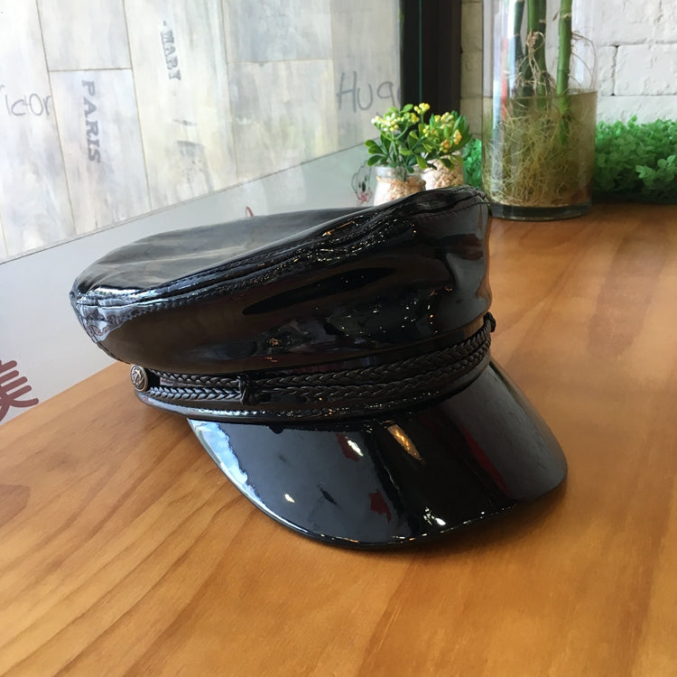 Women's Fashion Vintage Patent Leather Octagon Painter Hat
