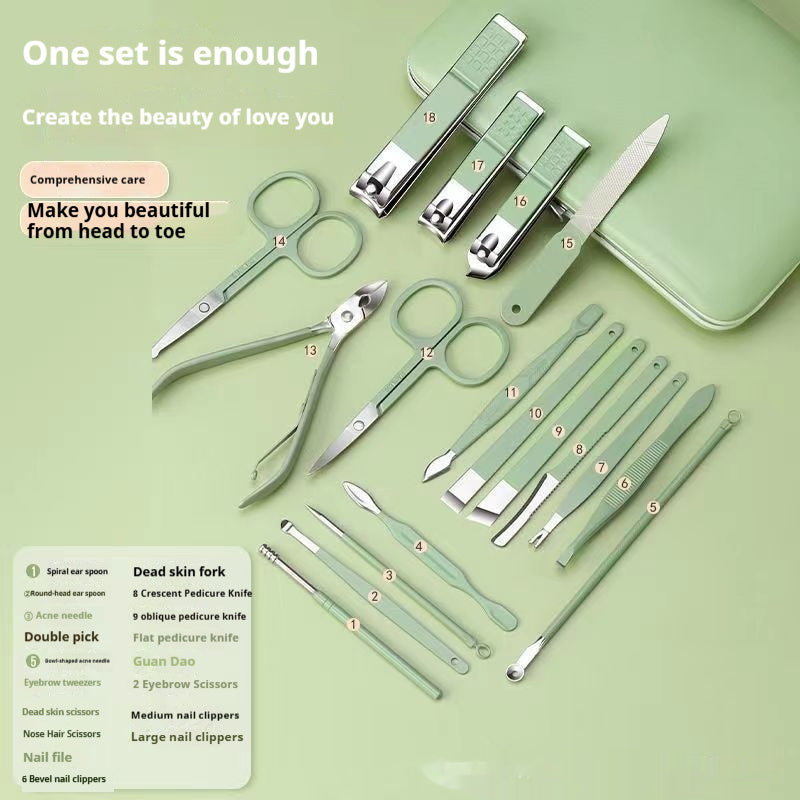 Stainless Steel Nail Scissor Set 18-piece Manicure Implement  Clippers