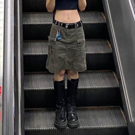 Workwear Pocket A Line Half Skirt