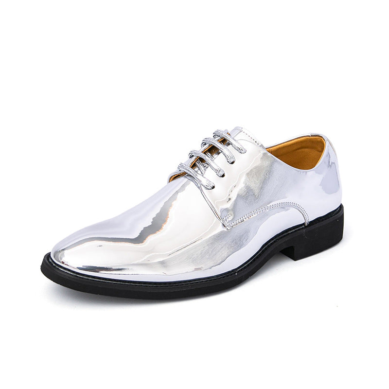 Mens Casual Pointed-toe Glossy Leather Shoes In British Style