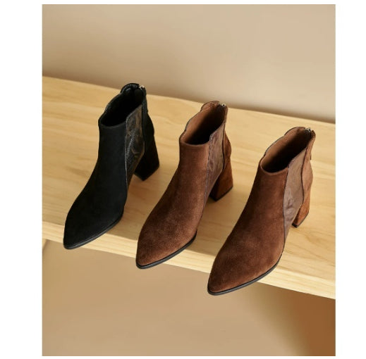 Womens Minimalist Versatile Short Boots With A Back Zipper In British Style