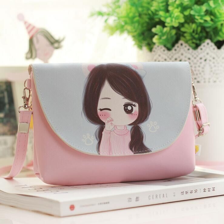 Cute Children Princess Square Flap Girl's PU Leather Girl's Small Bag One Shoulder Backpack