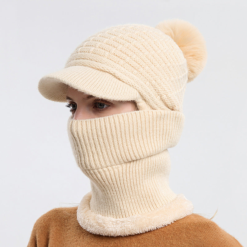 Women's Plush Thickened Warm Knitted Hat Ear Shield