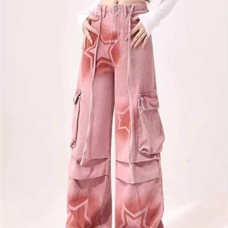 Cargo Jeans Women's Plus Size XINGX Printed Wide-leg Trousers
