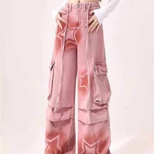 Cargo Jeans Women's Plus Size XINGX Printed Wide-leg Trousers