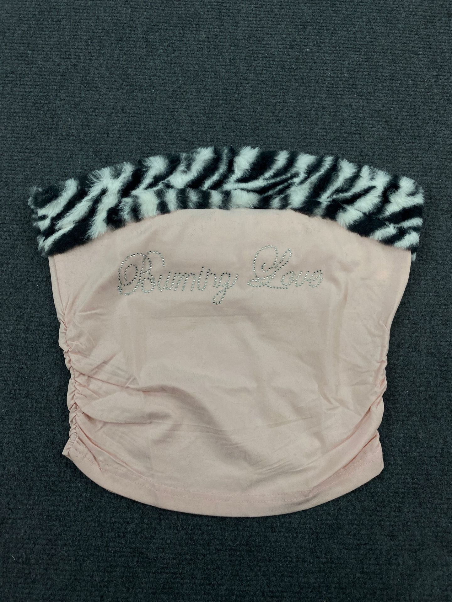 Leopard-print Patchwork Midriff-baring Spicy Girls Tube Top Vest