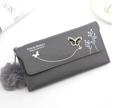 Ladies' Long Wallet With Butterfly Flowers And Simple Loose Change