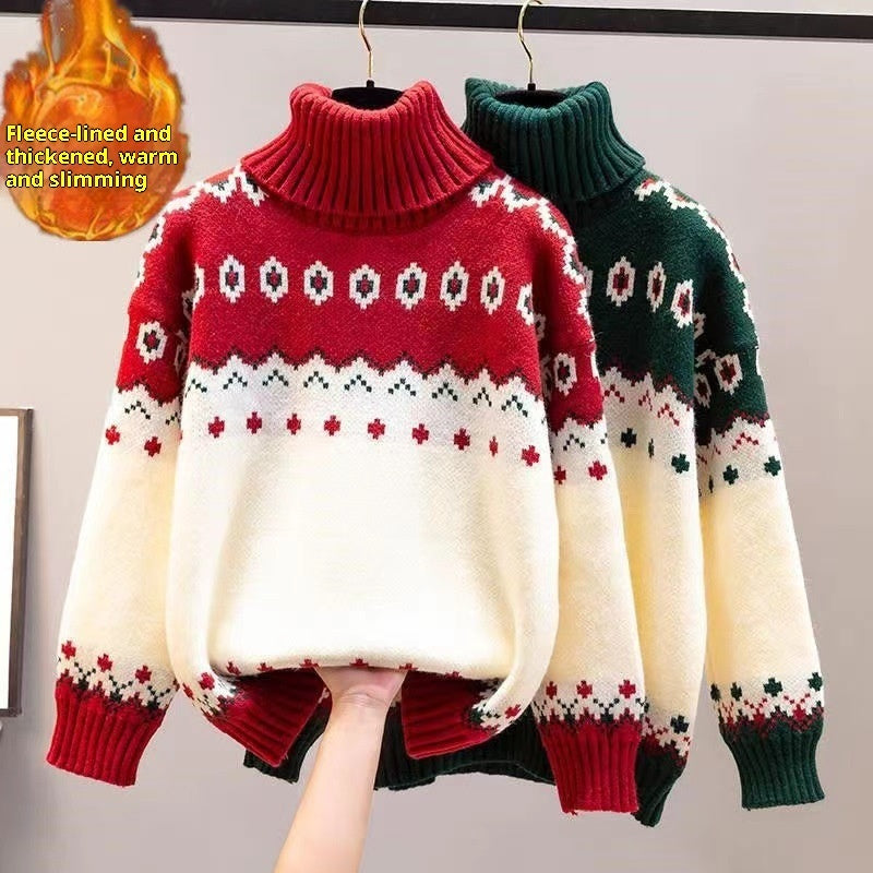 Loose Christmas Turtleneck Female Knitting Sweater