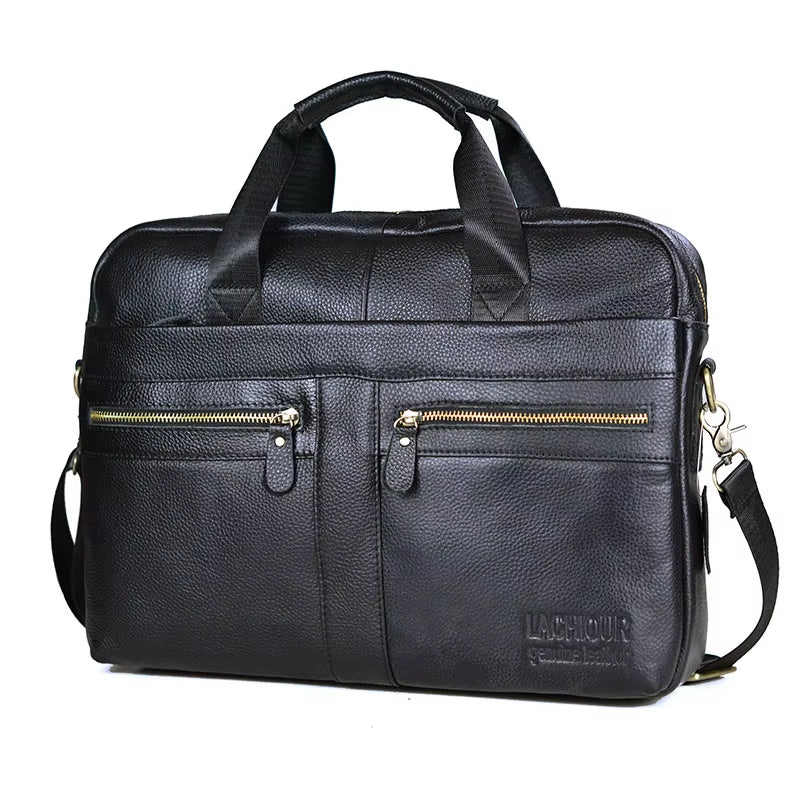 Men's Genuine Leather Messenger Bags for Business and Travel - Casual Laptop Crossbody Shoulder Bags