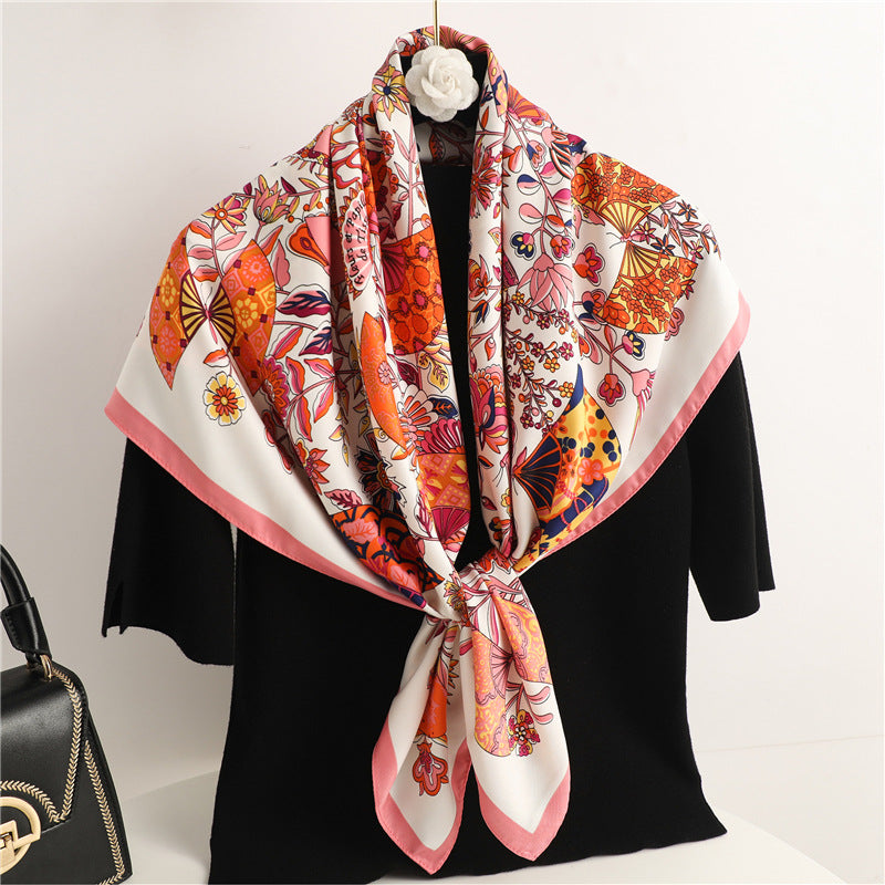 Ladies Fashion Simple Retro Printed Square Scarf