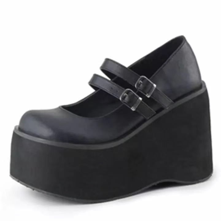 Vintage Patent Leather Round Toe New Platform Sole Mary Jane Shoes