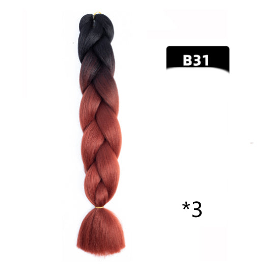 Color Big Braid African Chemical Fiber High Temperature Silk Wig Gradient