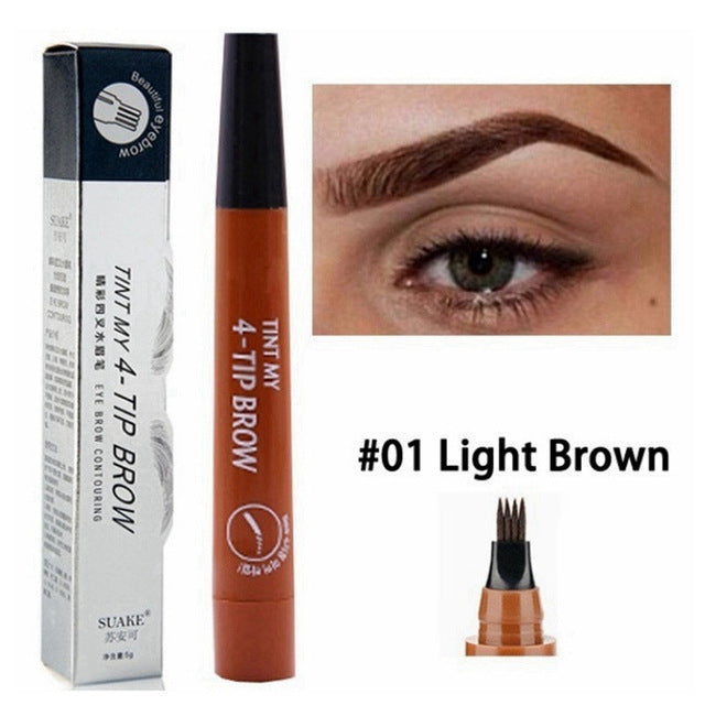 Four-prong Bifurcated Liquid Eyebrow Pencil Waterproof And Portable Easy-to-color Eyebrow Pencil