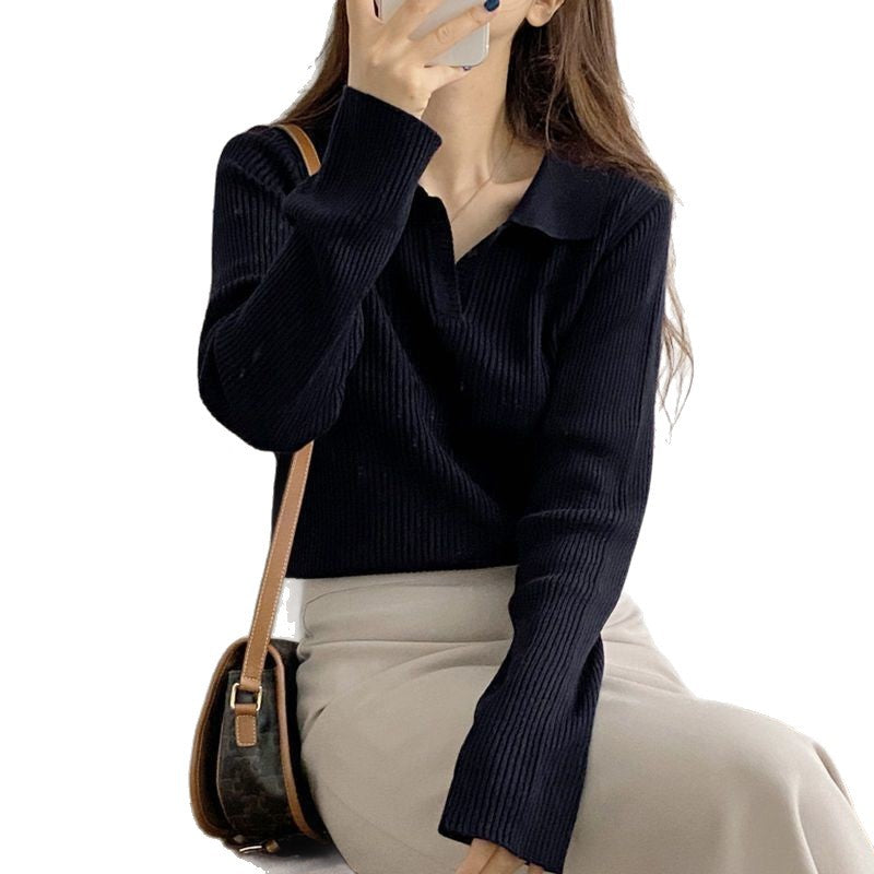 Women's Short Knit Long-sleeve Sweater