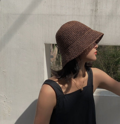 Women's Foldable Hand Woven Bucket  Hat
