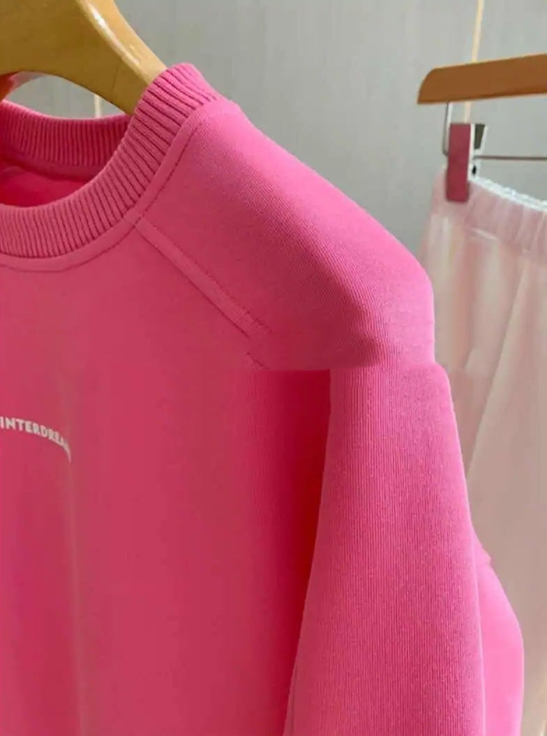 Rød Hætteløs Sweater Designfornemmelse Underdel Fløjlsforet Top