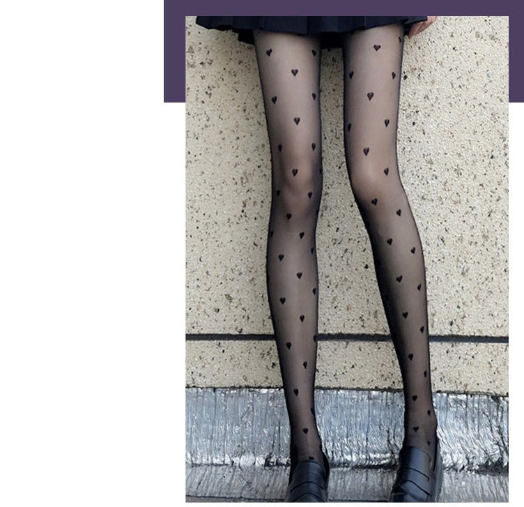 Sorte silkestrømper Dame Tynd Stil INS Trend Nye Jacquard Net Red
