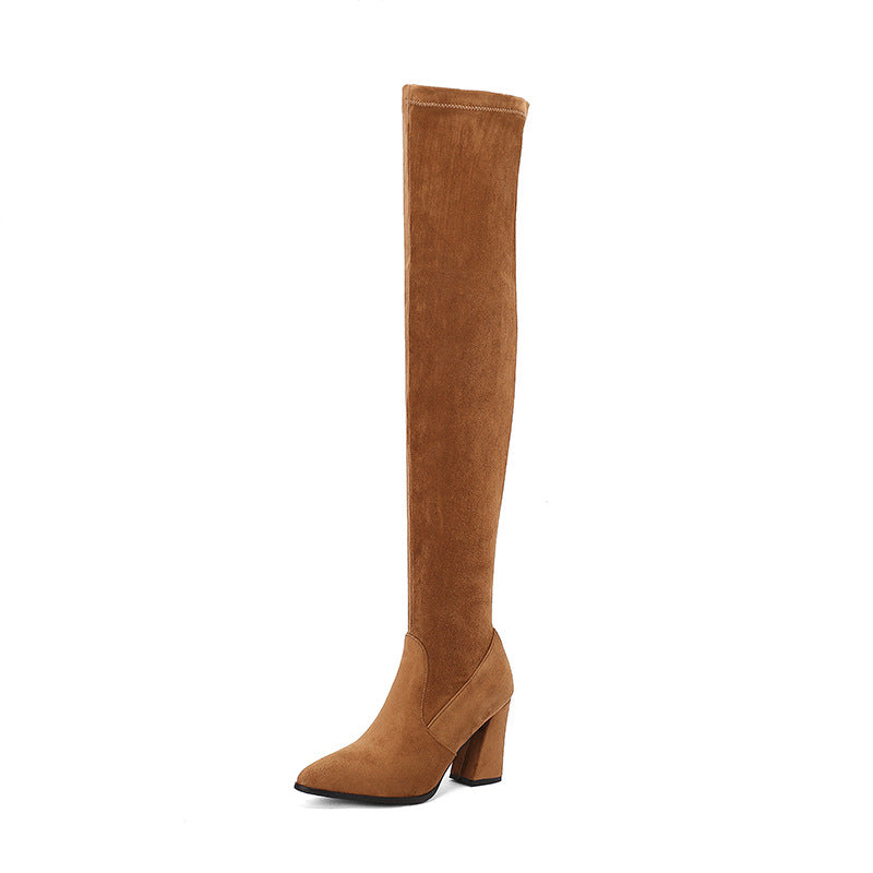Stylish Suede Womens High Heels With A Pointed Toe And Denim Strap Buckle