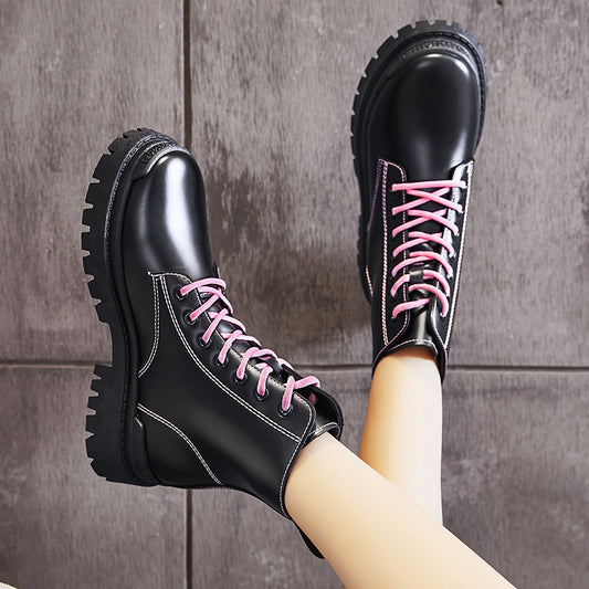 High-top British Style Martin Boots Leather Women's Shoes