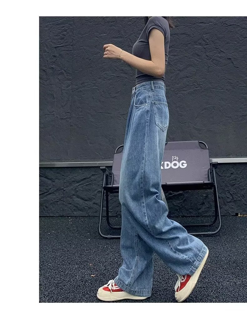 Plus Size Højtaljede Straight Jeans Til Kvinder