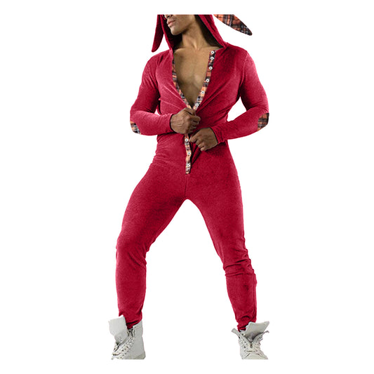 Men's Casual Solid Color Hooded Fashion Slim Bodysuit