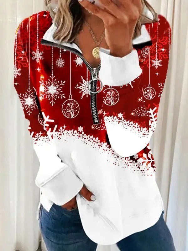Low Collar Half Zipper Sweater Long Sleeve Polo Shirt