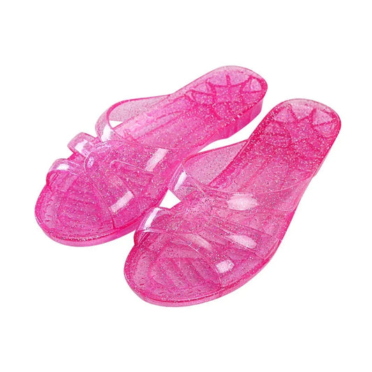 Crystal Glitter Slippers Women's Plastic Transparent Plastic Low Heel