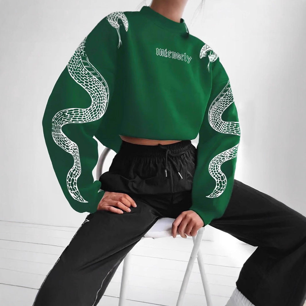 Kvinder Trykt Hættetrøje Løstsiddende Vintage Sweatshirt Top