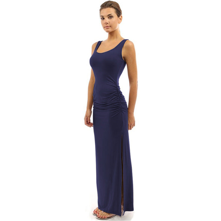 Women's Sexy Sleeveless Slim-fit Pleated Split Dress