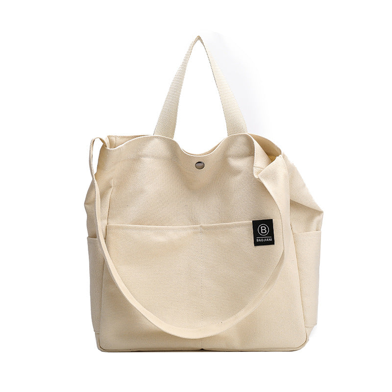 Solid Color Diagonal Canvas Student Shoulder Bag
