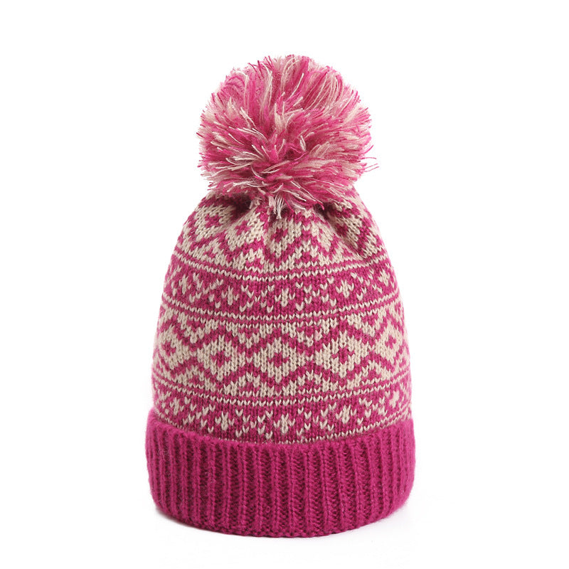 Winter Versatile Diamond Plaid Two-Color Contrast Hat