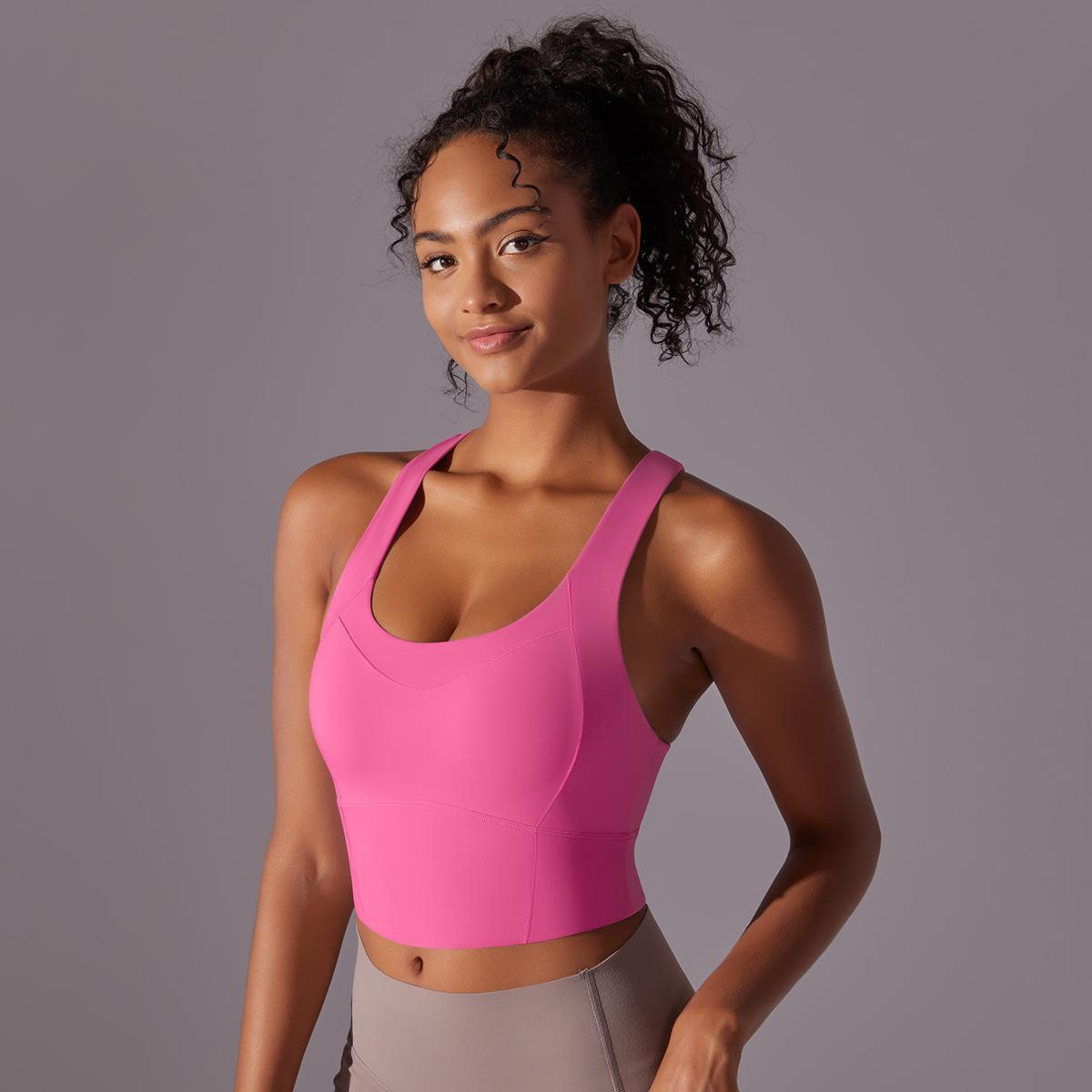 Nude Feel Pure Color Seamless One-piece Cup Vest Cross