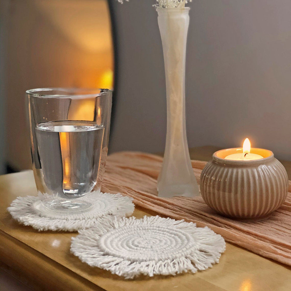 Nordic Style Hand-woven Coaster Round Non-slip Party Dining-table Decoration Picnic Outdoor Moisture-proof