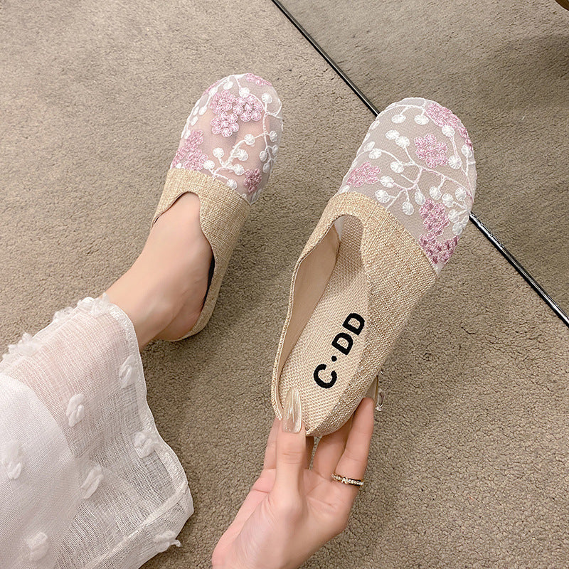 Toe Box For Outdoors Low Heel Flat Slip-on Lofter Hollow Sandals