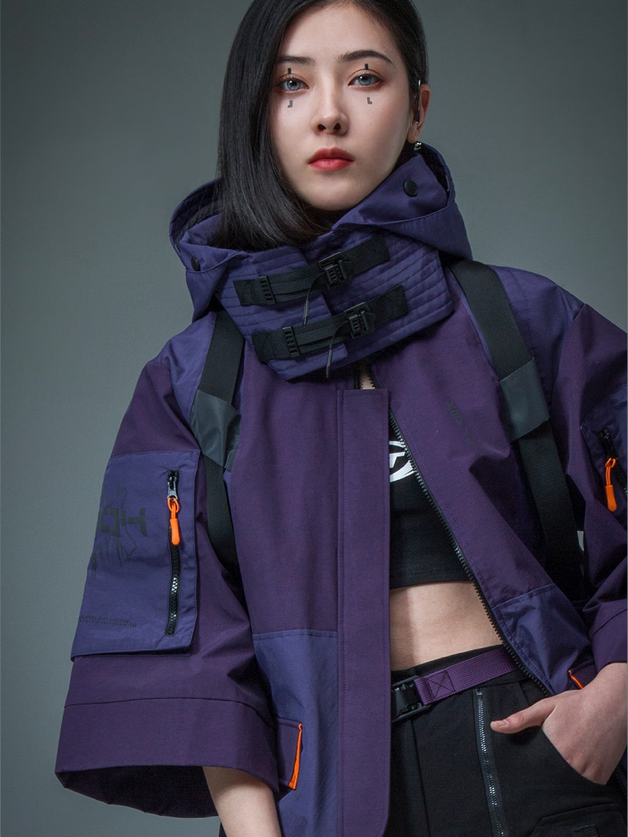 Hooded Sweater City Mechanical Style Reflective Japanese Robe Coat